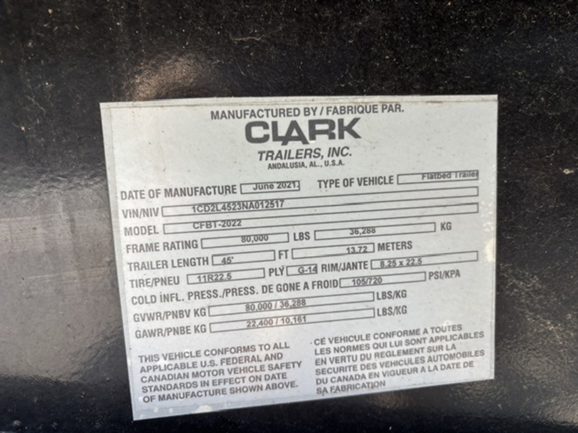 2022 Clark Flatbed 1788874306581 2022 Clark Flatbed 1788874306581